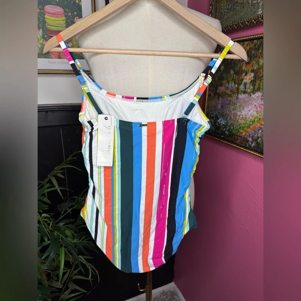 NWT Anne Cole Women’s Clearwater Colorful Stripe One Piece Swimsuit Sz 6